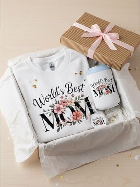 Mom gift set t-shirt, matching keychain and free can cooler sleeve . Great gift